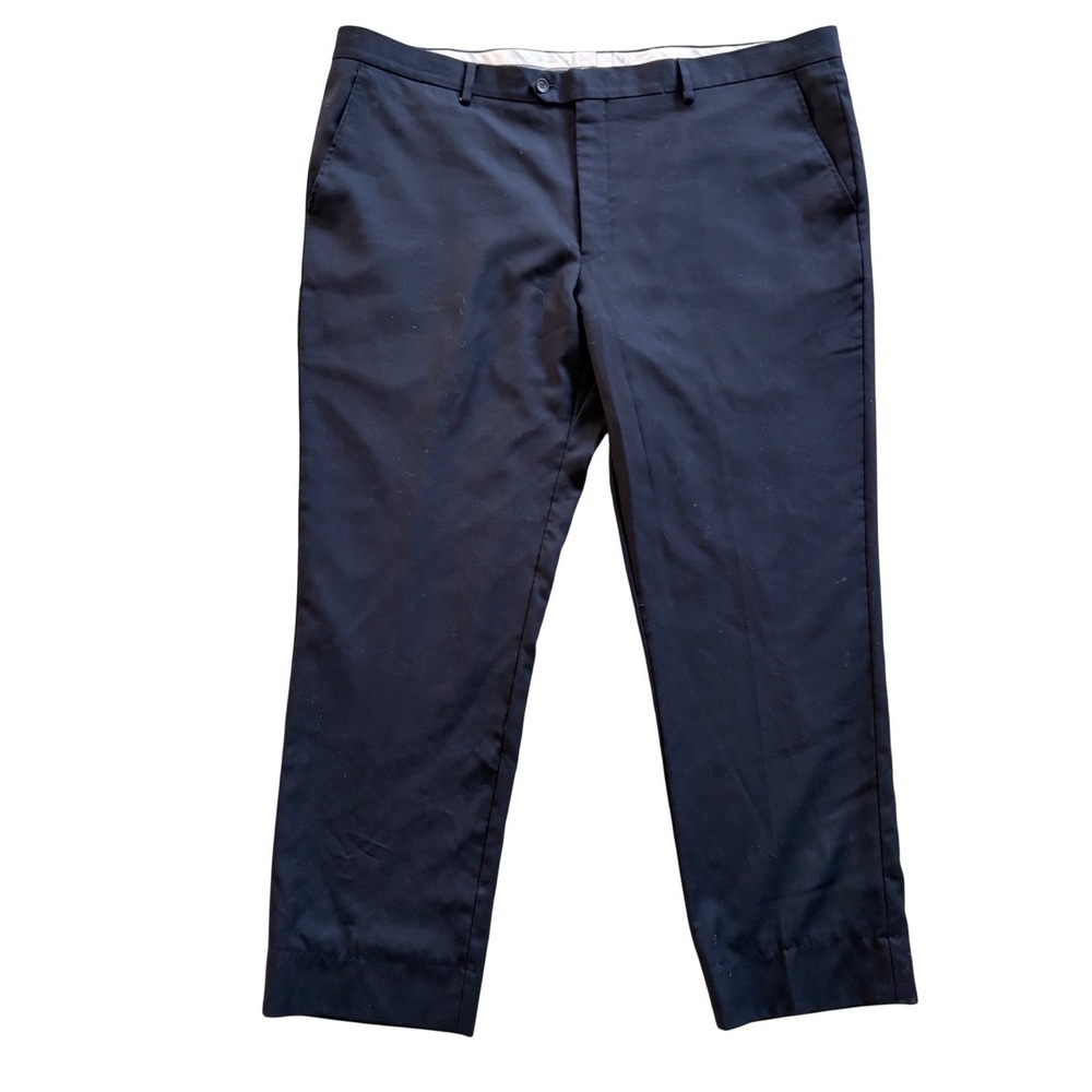 Mantoni Dress Pants‎ Mens 42 Black Super 140s Virgin Wool Flat Front Trousers
